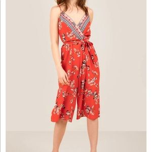 Floral wrap front jumpsuit